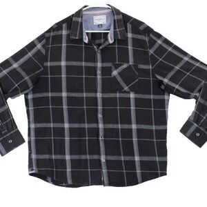 Flag & Anthem Men's Plaid Long Sleeve Button Up‎ Shirt Size XL Black Gray